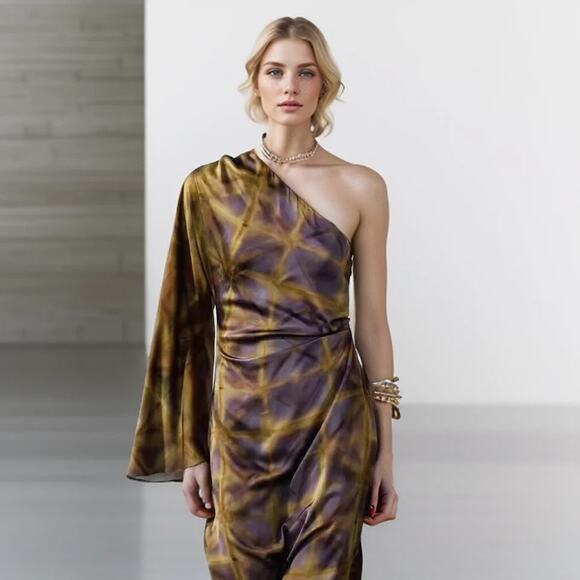 RARE! ZARA Asymmetric Midi Dress NWT Size M - Picture 13 of 16